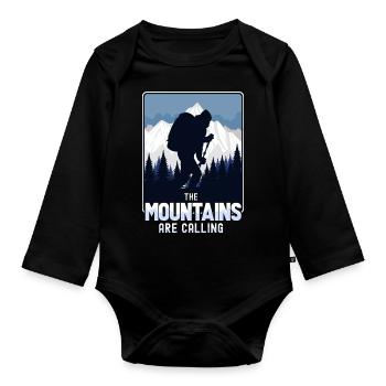 Die Berge rufen - Baby Bio-Langarm-Body - Schwarz - Vorne