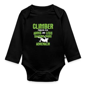 Klettern Bouldern - Baby Bio-Langarm-Body - Schwarz - Vorne
