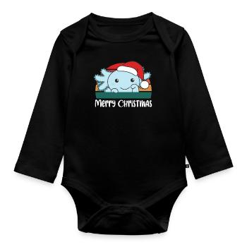 Joyeux Noël Retro Axolotl Noël - Body Bébé bio manches longues - noir - Devant