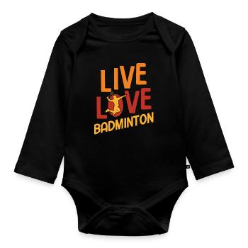 Badminton - Baby Bio-Langarm-Body - Schwarz - Vorne