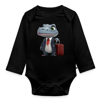 Business crocodile - Organic Longsleeve Baby Bodysuit - black - Front