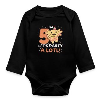 5ème anniversaire axolotl cinq ans axolotls sucrés - Body Bébé bio manches longues - noir - Devant