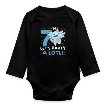 7ème anniversaire axolotl sept ans axolotls sucrés - Body Bébé bio manches longues - noir - Devant