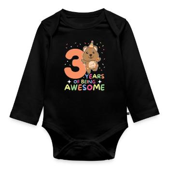 Quokka pour les enfants de 3 ans - Body Bébé bio manches longues - noir - Devant