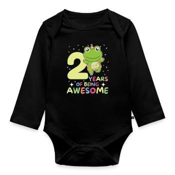 Frog for the 2nd birthday Children two years old - Organic Longsleeve Baby Bodysuit - black - Front