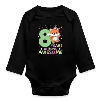 Fuchs zum 8. Geburtstag Kinder acht Jahre alt - Baby Bio-Langarm-Body - Schwarz - Vorne