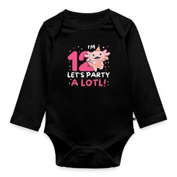 12th birthday Axolotl twelve years sweet Axolotls - Organic Longsleeve Baby Bodysuit - black - Front