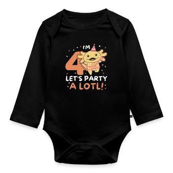 4ème anniversaire axolotl quatre ans axolotls sucrés - Body Bébé bio manches longues - noir - Devant