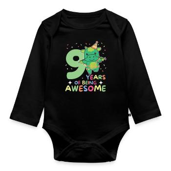 Dragon pour les enfants de 9 ans de neuf ans - Body Bébé bio manches longues - noir - Devant