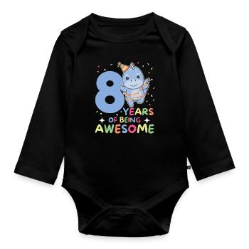 Dino pour les enfants de 8 ans de huit ans - Body Bébé bio manches longues - noir - Devant