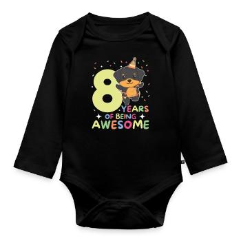 Rottweiler pour les enfants de 8 ans de huit ans - Body Bébé bio manches longues - noir - Devant