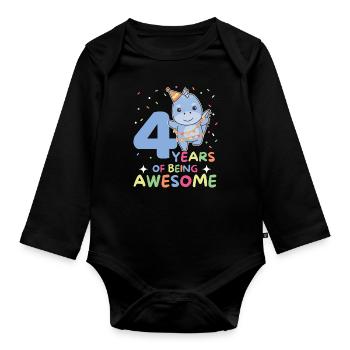 Dino pour les enfants de 4 ans - Body Bébé bio manches longues - noir - Devant