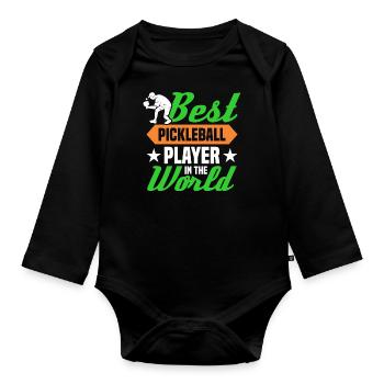 Meilleur joueur de pickleball au monde - Body Bébé bio manches longues - noir - Devant