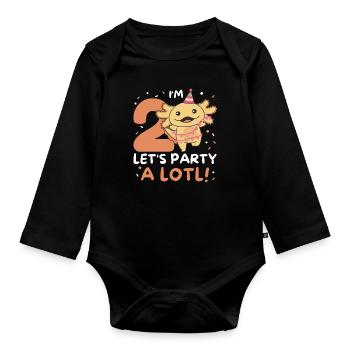 2ème anniversaire axolotl deux ans axolotls sucrés - Body Bébé bio manches longues - noir - Devant