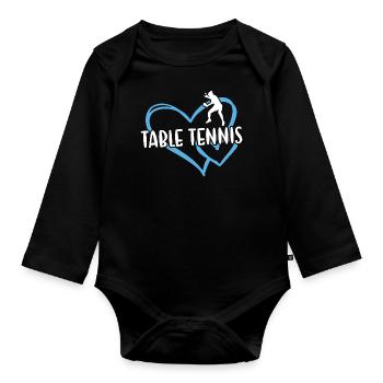 Sport Heart Table Tennis - Organic Longsleeve Baby Bodysuit - black - Front