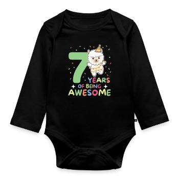 Alpaga pour les enfants de 7 ans de sept ans - Body Bébé bio manches longues - noir - Devant