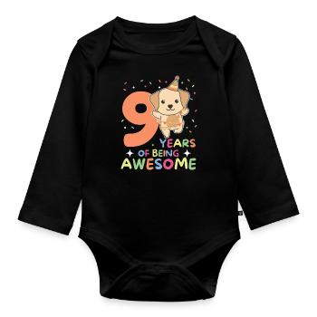 Labrador for 9th birthday children nine years old - Organic Longsleeve Baby Bodysuit - black - Front