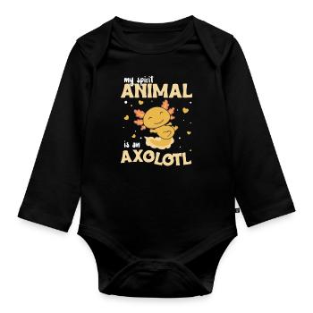 Mon animal spirituel est un axolotl doux axolotl - Body Bébé bio manches longues - noir - Devant