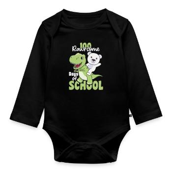 100 jours d’école Polar Bear Trex 100 jours - Body Bébé bio manches longues - noir - Devant