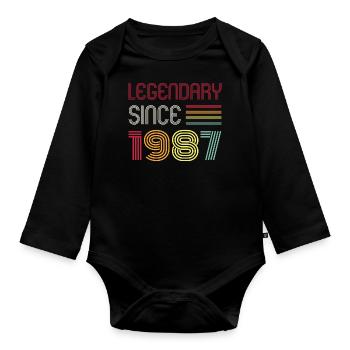 Birthday Legendary Since 1987 - Organic Longsleeve Baby Bodysuit - black - Front