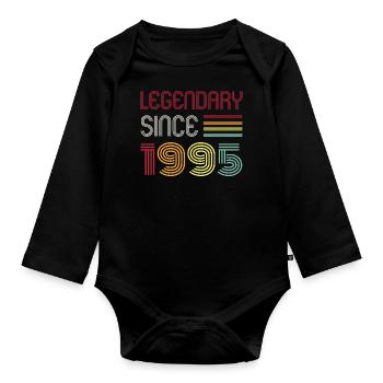 Birthday Legendary Since 1995 - Organic Longsleeve Baby Bodysuit - black - Front