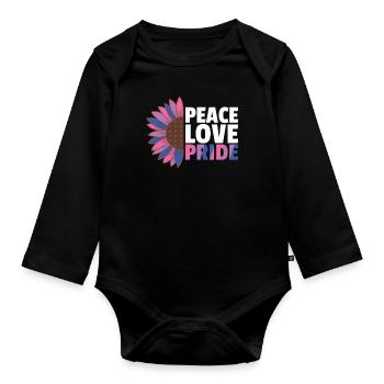 Rainbow Bi Flag Pride Tournesol LGBTQ - Body Bébé bio manches longues - noir - Devant