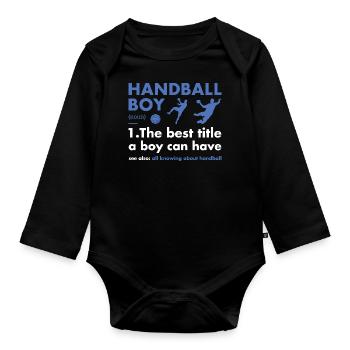 Sport Boy Definition Handball - Organic Longsleeve Baby Bodysuit - black - Front