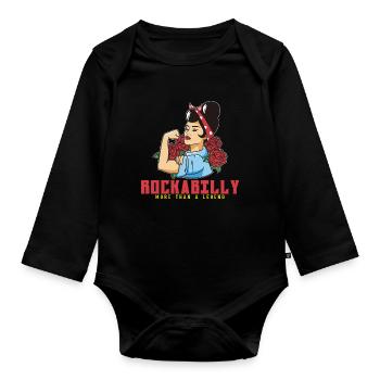 Rockabilly Rocknroll Musique Rock Hardrock - Body Bébé bio manches longues - noir - Devant
