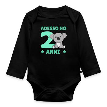 Children 2nd birthday Koala Adesso ho 2 anni - Organic Longsleeve Baby Bodysuit - black - Front