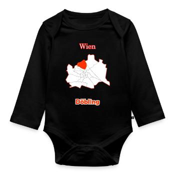 Bezirke Döbling Karte mit Wien Stadtkarte - Baby Bio-Langarm-Body - Schwarz - Vorne