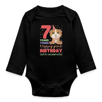 Cochon d’Inde pour les enfants de 7e anniversaire sept - Body Bébé bio manches longues - noir - Devant