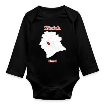 Bezirke Hard Karte mit Zürich Stadtkarte - Baby Bio-Langarm-Body - Schwarz - Vorne