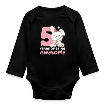 Lapin pour les 5 ans Enfants de cinq ans - Body Bébé bio manches longues - noir - Devant