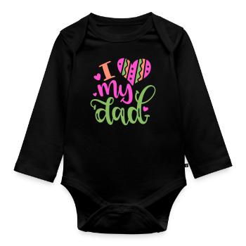 Baby I Love Dad Papa - Baby Bio-Langarm-Body - Schwarz - Vorne