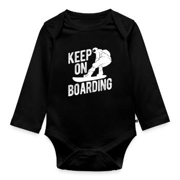 Snowboard Spruch für Snowboarder - Baby Bio-Langarm-Body - Schwarz - Vorne