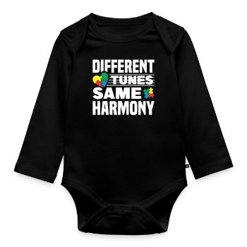 autism awareness month puzzel musik herz - Baby Bio-Langarm-Body - Schwarz - Vorne