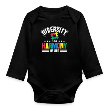 autism awareness month puzzel musik herz - Baby Bio-Langarm-Body - Schwarz - Vorne