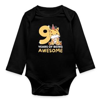 Girafe pour les enfants de 9 ans de neuf ans - Body Bébé bio manches longues - noir - Devant