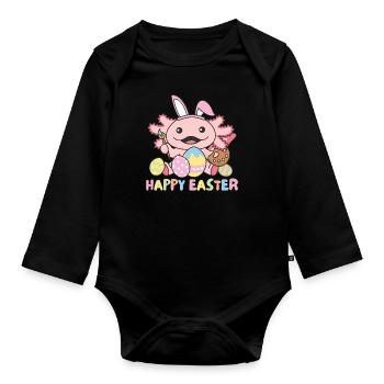 joyeuses Pâques sucrées axolotl Pâques avec des œufs de Pâques - Body Bébé bio manches longues - noir - Devant