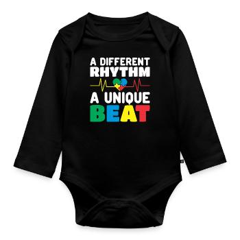 autism awareness month puzzel musik herz - Baby Bio-Langarm-Body - Schwarz - Vorne