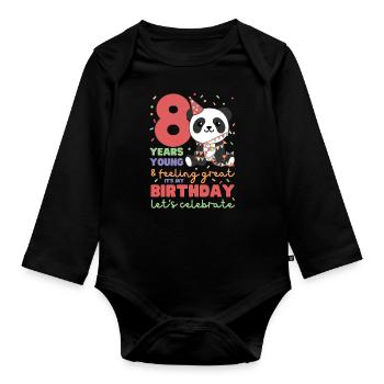 Panda pour les enfants de 8 ans de huit ans - Body Bébé bio manches longues - noir - Devant