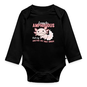 Axolotl Amphibians Salamander cute axolotl - Organic Longsleeve Baby Bodysuit - black - Front