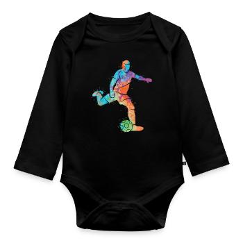 Fußballer Farbspritzer Fußball Kids Fußballspieler - Baby Bio-Langarm-Body - Schwarz - Vorne