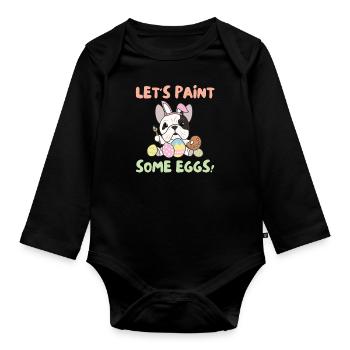 cute dogs for Easter Bulldog - Organic Longsleeve Baby Bodysuit - black - Front