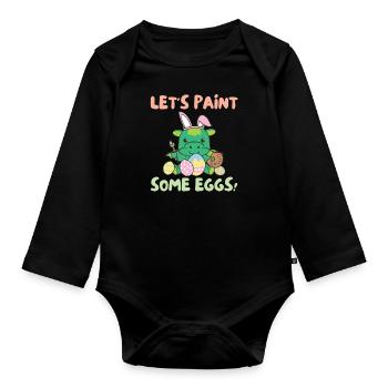 cute dragons at Easter with Easter eggs dragon - Organic Longsleeve Baby Bodysuit - black - Front