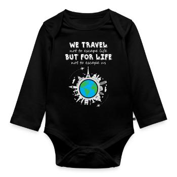 World Traveler - Organic Longsleeve Baby Bodysuit - black - Front