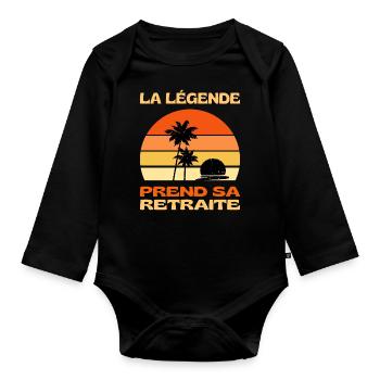 La Légende Prend Sa Retraite 2023 Cadeau Humour - Body Bébé bio manches longues - noir - Devant