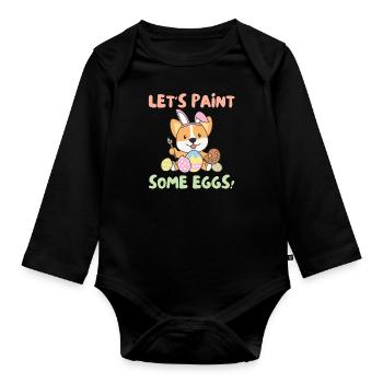 cute dogs for Easter Corgi - Organic Longsleeve Baby Bodysuit - black - Front