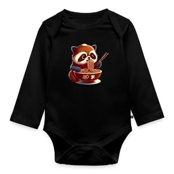 Mais d’abord ramen panda rouge sucré mange ramen - Body Bébé bio manches longues - noir - Devant