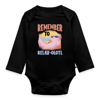 Relaxolotl Axolotl lovers sweet animals relax - Organic Longsleeve Baby Bodysuit - black - Front